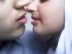 Teaching my Arab chick in hijab how to kiss with tongues